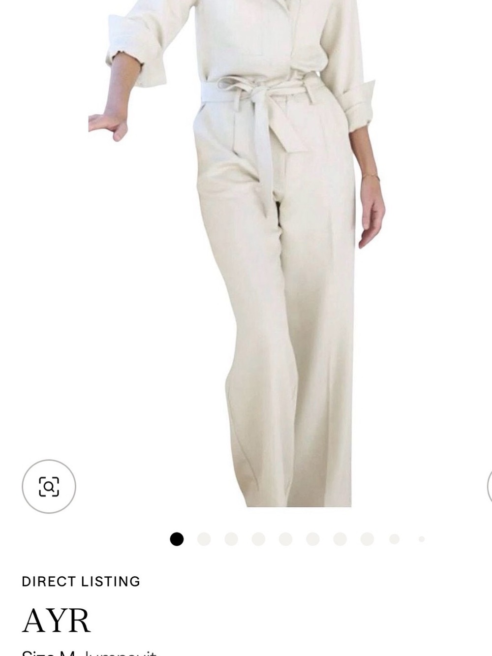 AYR Cream Tie-Waist Wide-Leg Jumpsuit